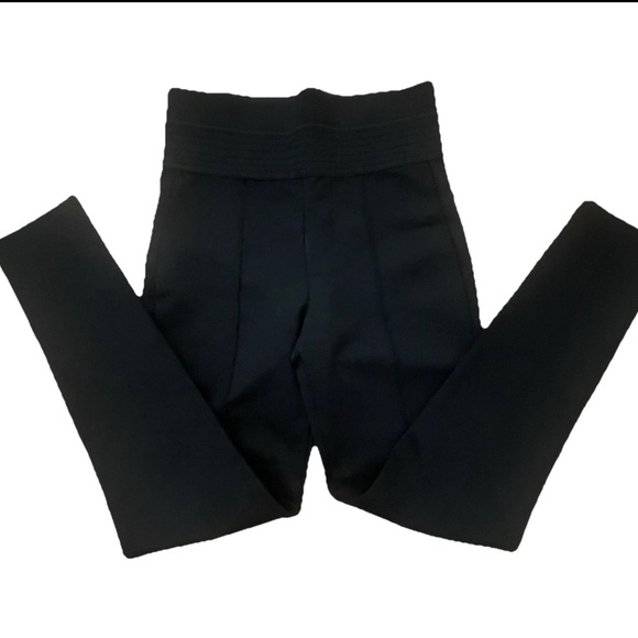ZARA Women's Black Leggings Pleated Seam Detail, Stretch Size M Minimalist Style - Picture 1 of 7